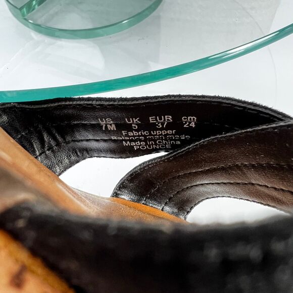 Fergalicious Pounce Wedge Sandals Black Jute Faux Suede Open Toe - Picture 7 of 8